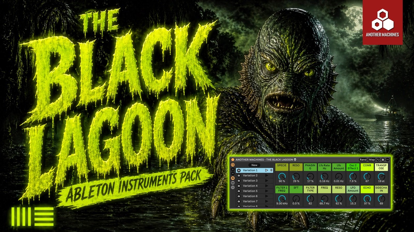 The Black Lagoon Ableton Live 12 Suite rack screenshot from Gumroad