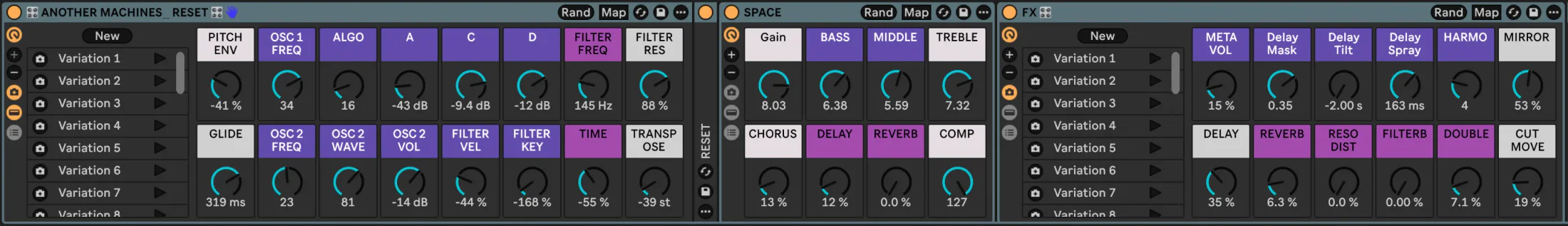 RESET Main Instrument, Space and Final FX racks in Ableton Live