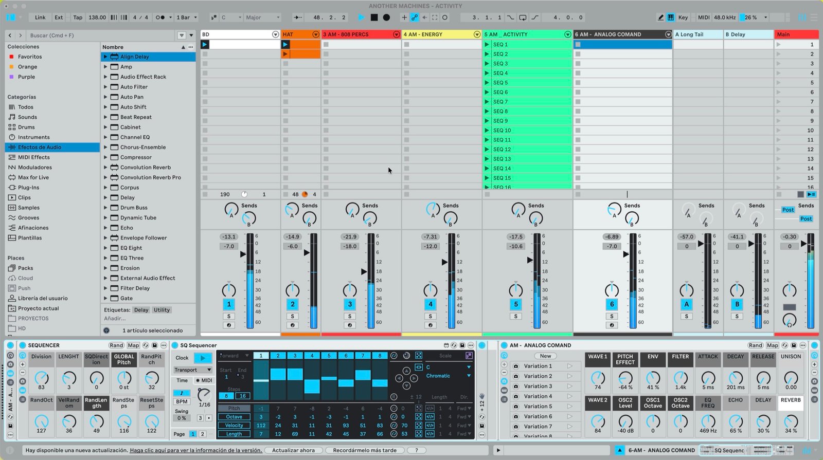 Dark Ableton Live 12 skin with vivid custom meter colors