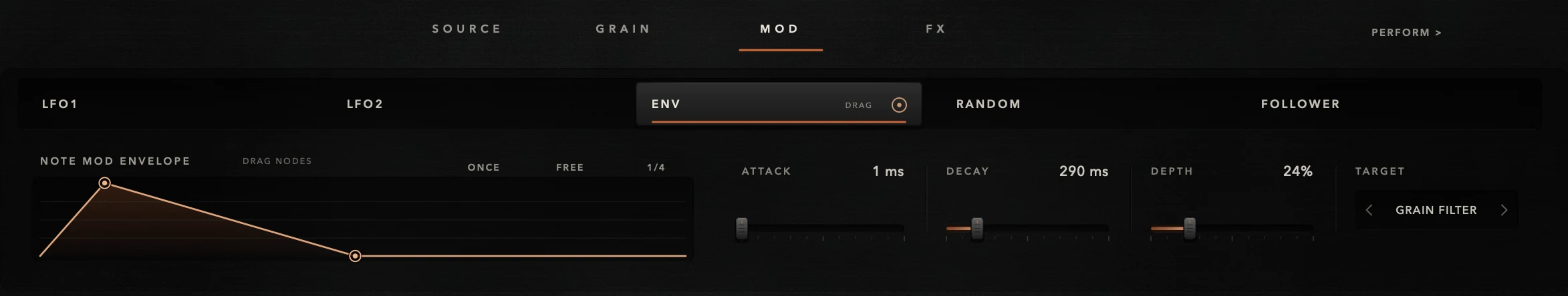 MOD ENV with two nodes