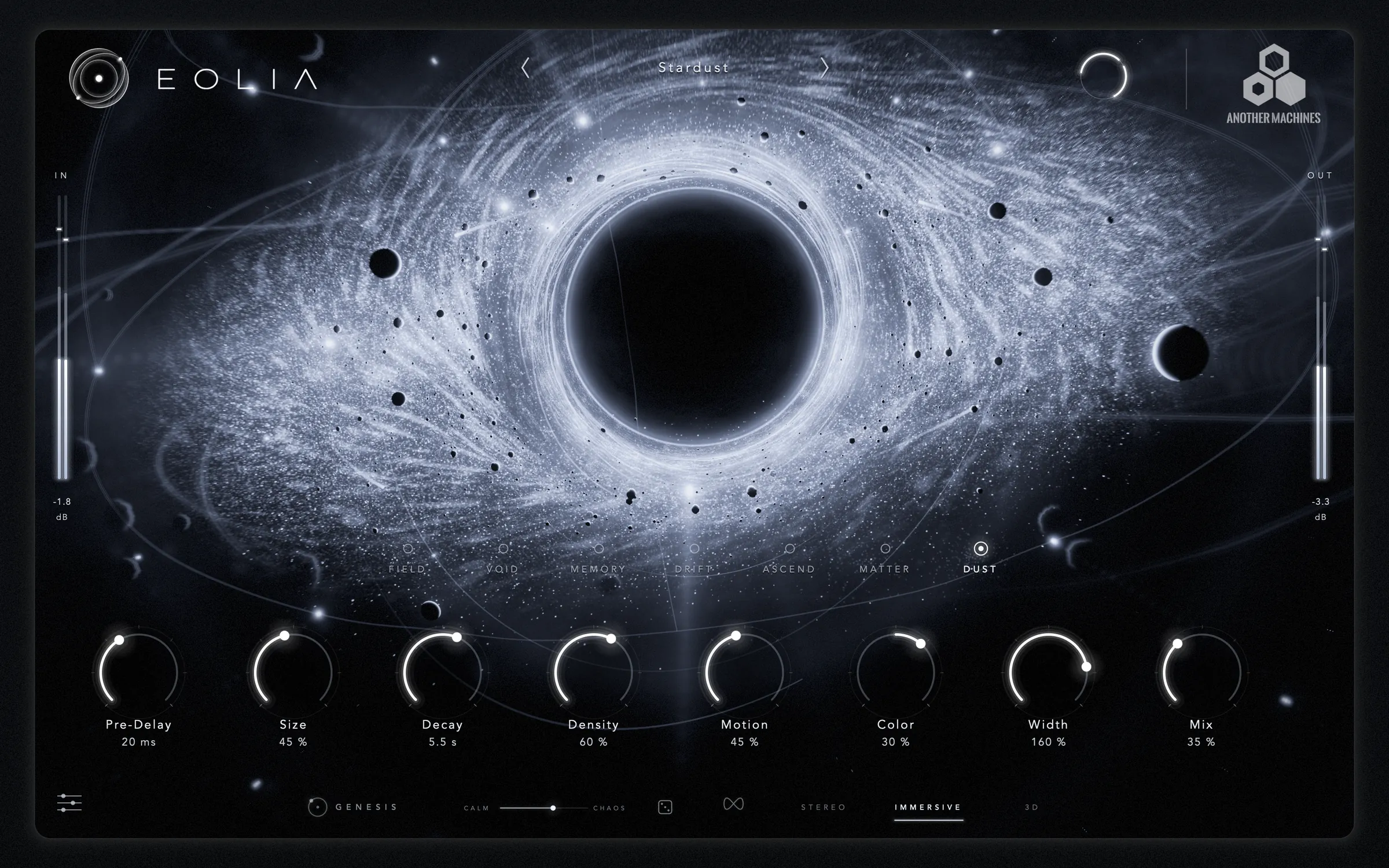 EOLIA with the DUST engine: motes of light scattered around the singularity