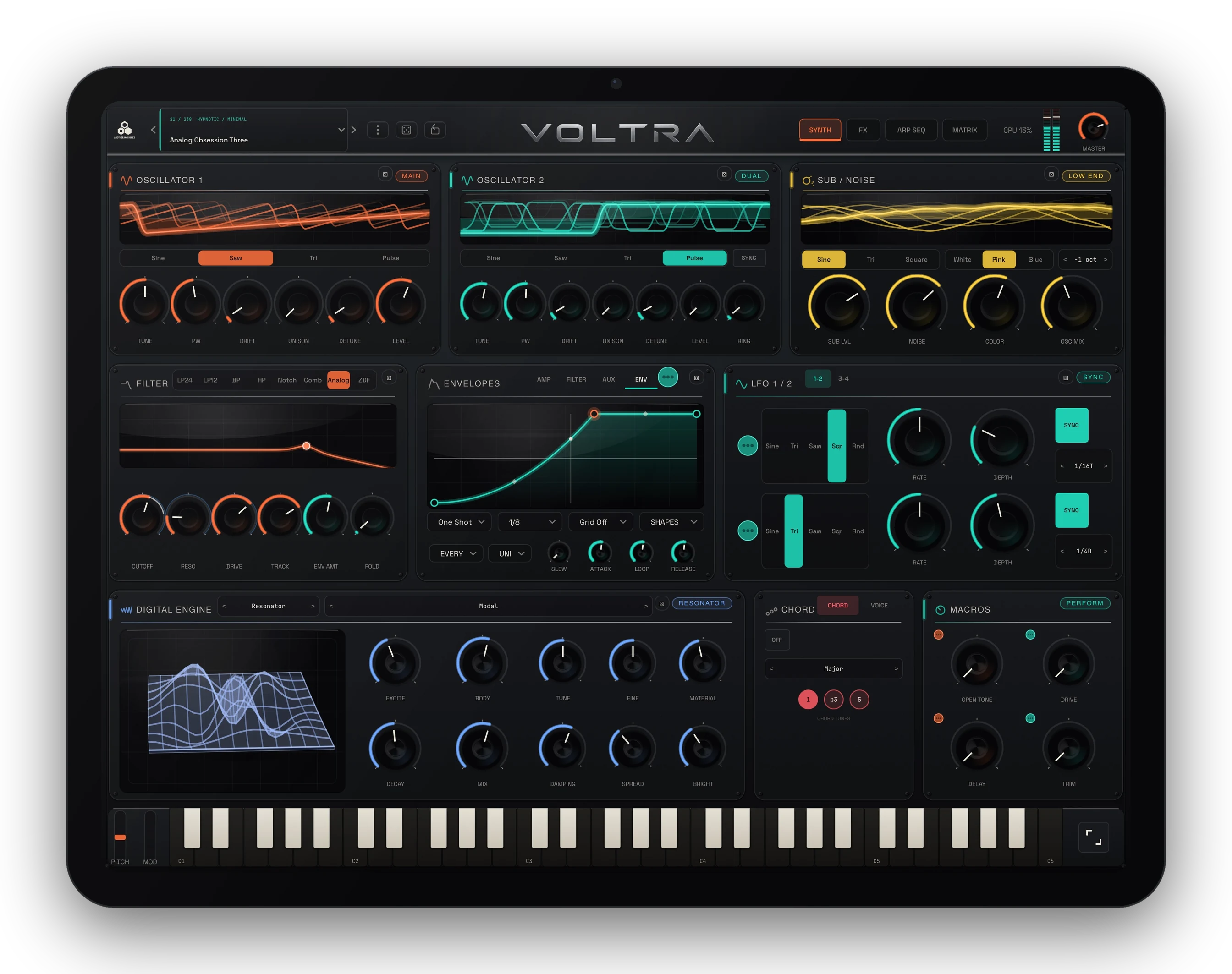 VOLTRA on iPad with the Resonator engine active